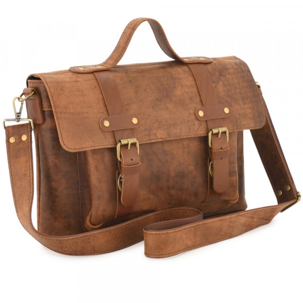 Кожаный портфель "Честер" (коричневый винтаж). фото 1