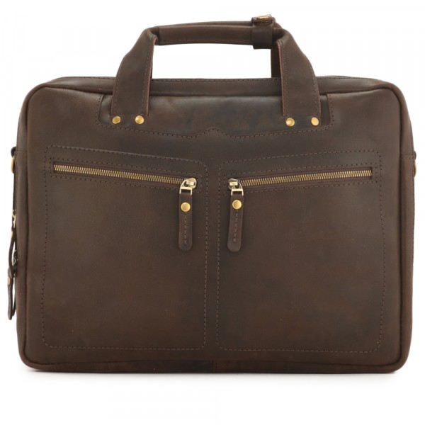 Кожаная мужская сумка-рюкзак "Генри" (коричневый). фото 1