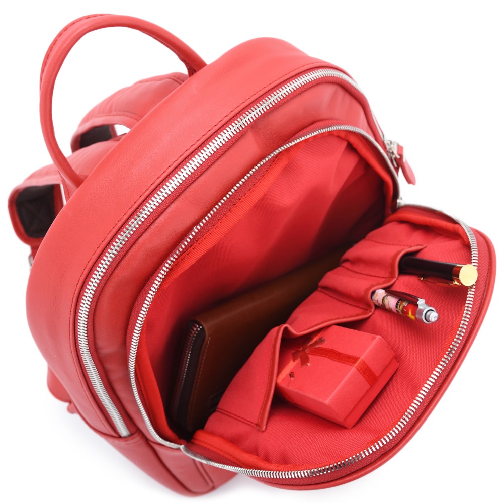 Кожаный рюкзак "Рамона" (красный)