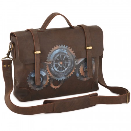 Кожаный портфель "Англетер" "Механизмы" (коричневый)