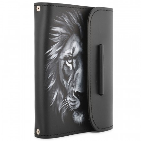 Кожаный ежедневник на кольцах "Самуэль" "Лев" (черный)
