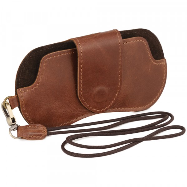 Кожаный чехол для очков "Бразилия" (глянец коньяк) . фото 1