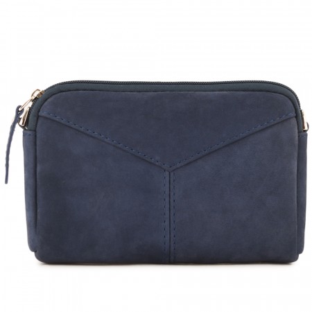  Кожаный клатч "Марта" (нубук синий)