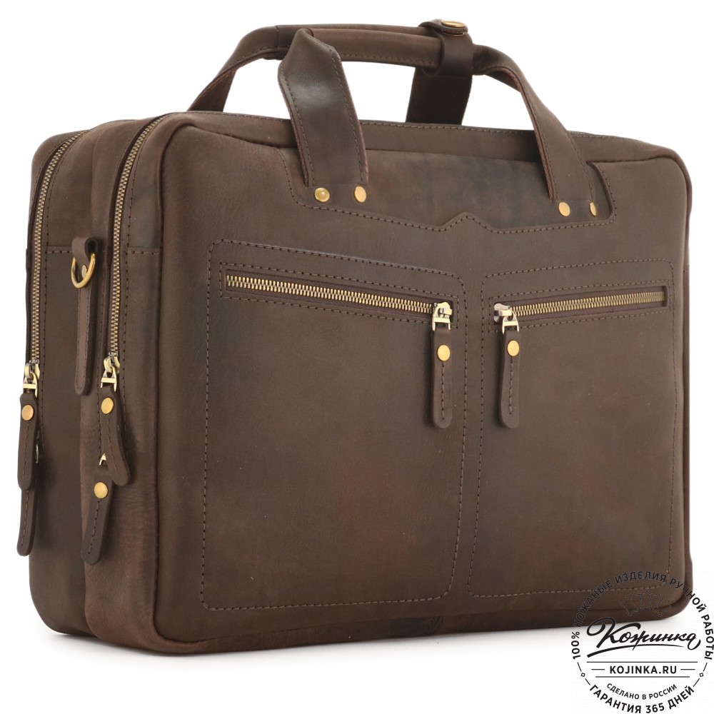 Кожаная мужская сумка-рюкзак "Генри" (коричневый)