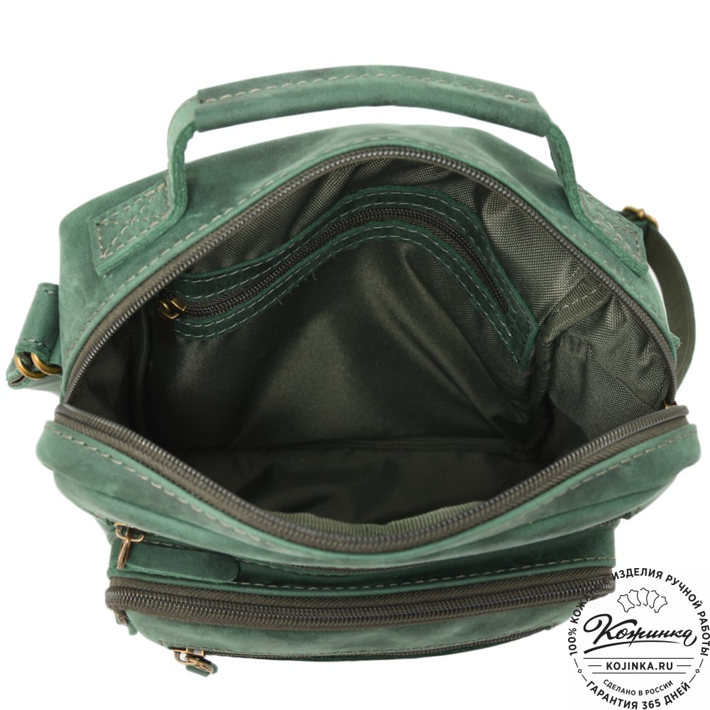  Мужская кожаная сумка "Гектор" (изумруд крейзи)