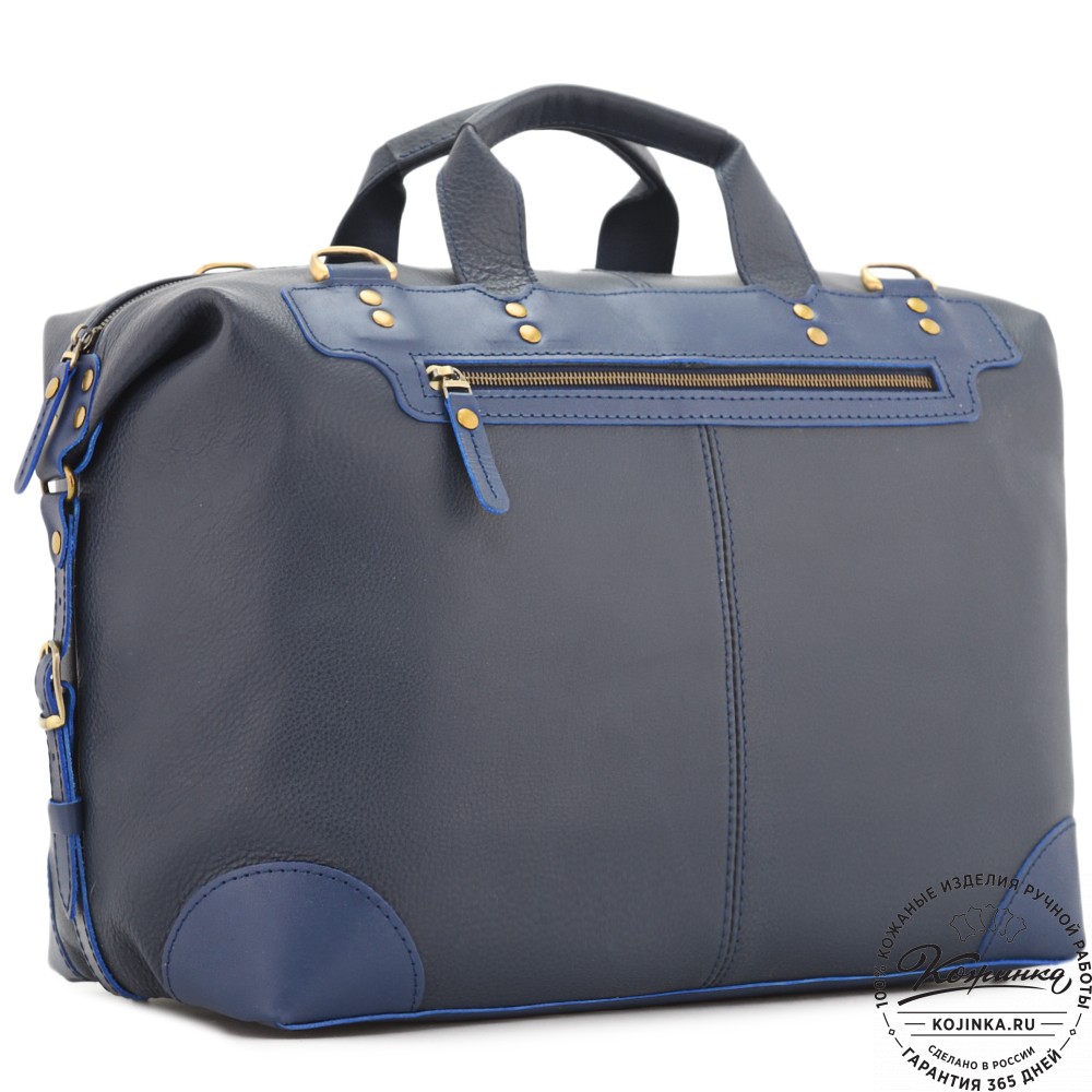 Кожаная дорожная сумка "Сити" (синий)