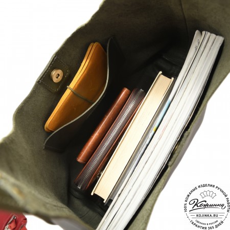 Женская кожаная сумка-шоппер "Ямайка" (хаки сиама) 