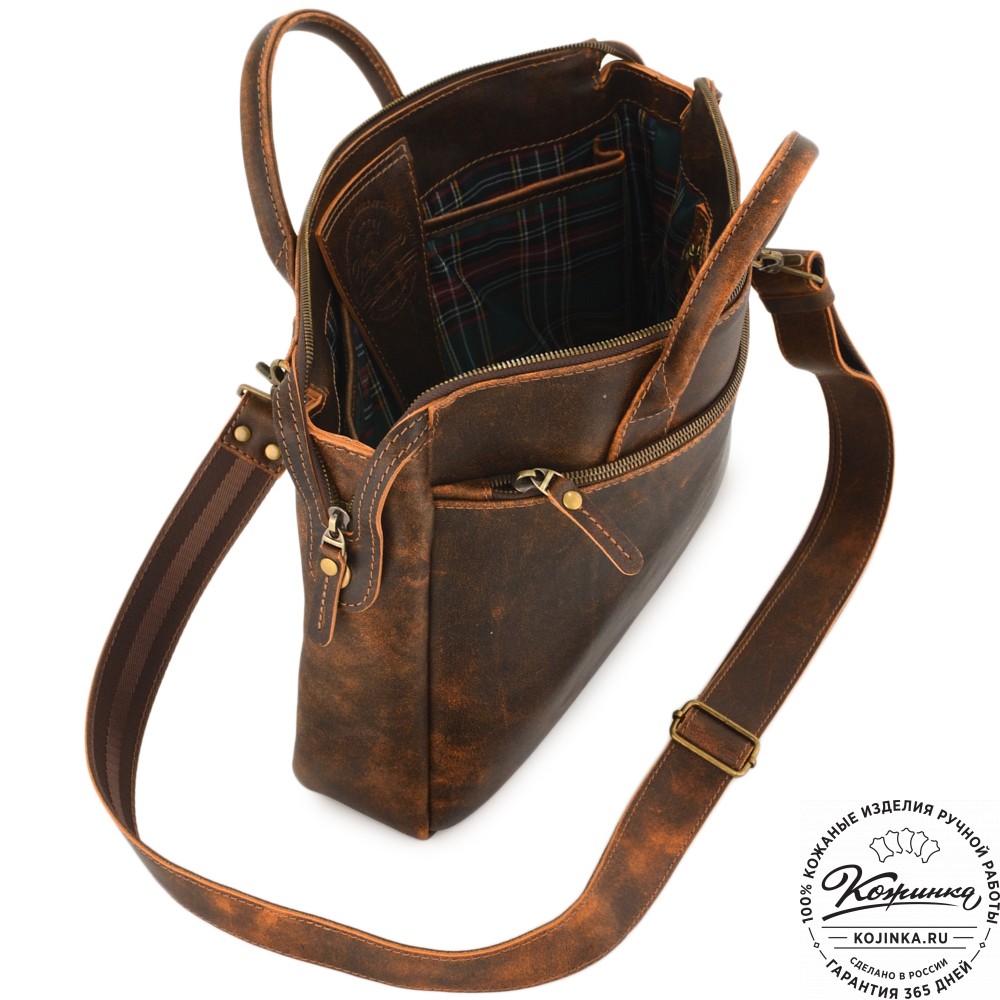 Кожаная деловая сумка "Гранд" (коричневая эксклюзив)