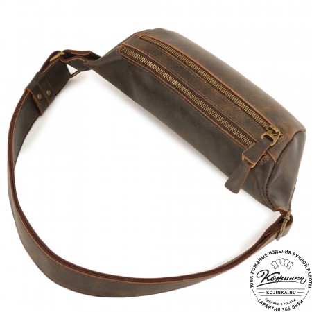 Кожаная сумка на пояс "Марио" (коричневая наппа)