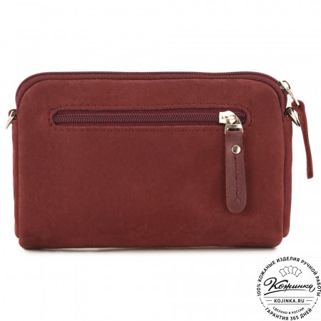 Кожаный клатч "Марта" (нубук вишня)