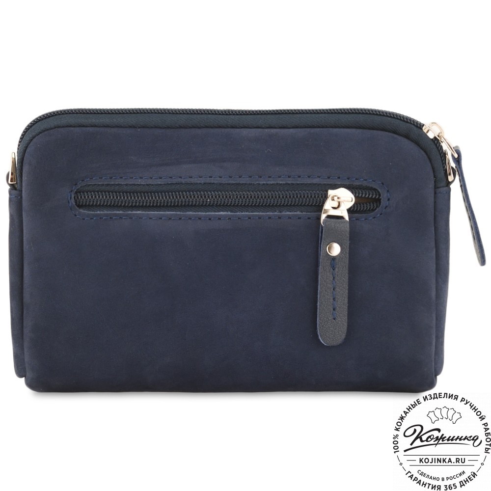  Кожаный клатч "Марта" (нубук синий)