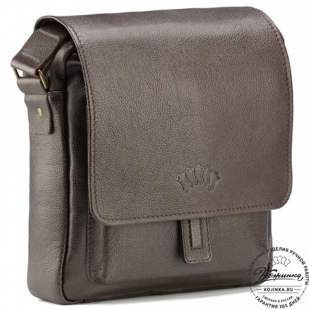 Кожаная сумка через плечо "Алекс" (тёмно-коричневая) 