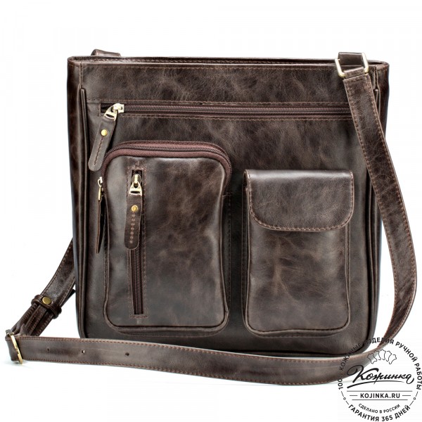 Кожаная сумка "Боб" (тёмно-коричневый антик). фото 1