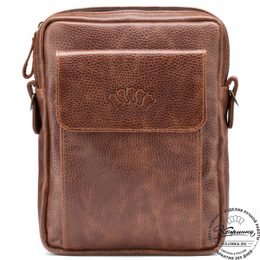 Кожаная нагрудная сумка "Стивен" (светло-коричневая)