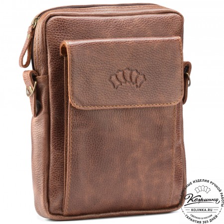 Кожаная нагрудная сумка "Стивен" (светло-коричневая)