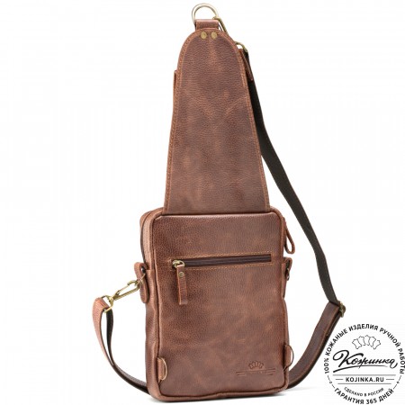 Кожаная нагрудная сумка "Стивен" (светло-коричневая)