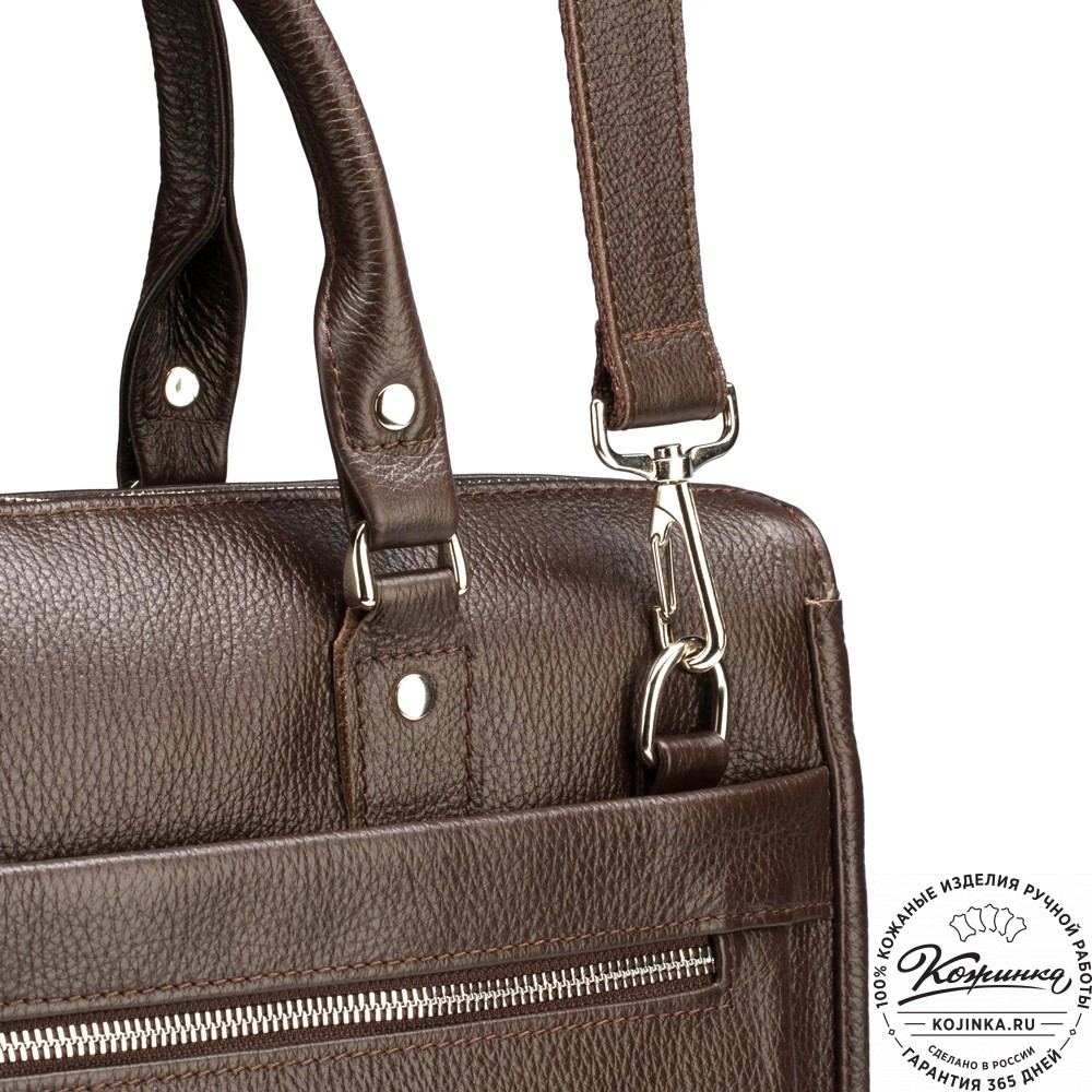 Кожаная деловая сумка "Вильямс" (тёмно-коричневая) 
