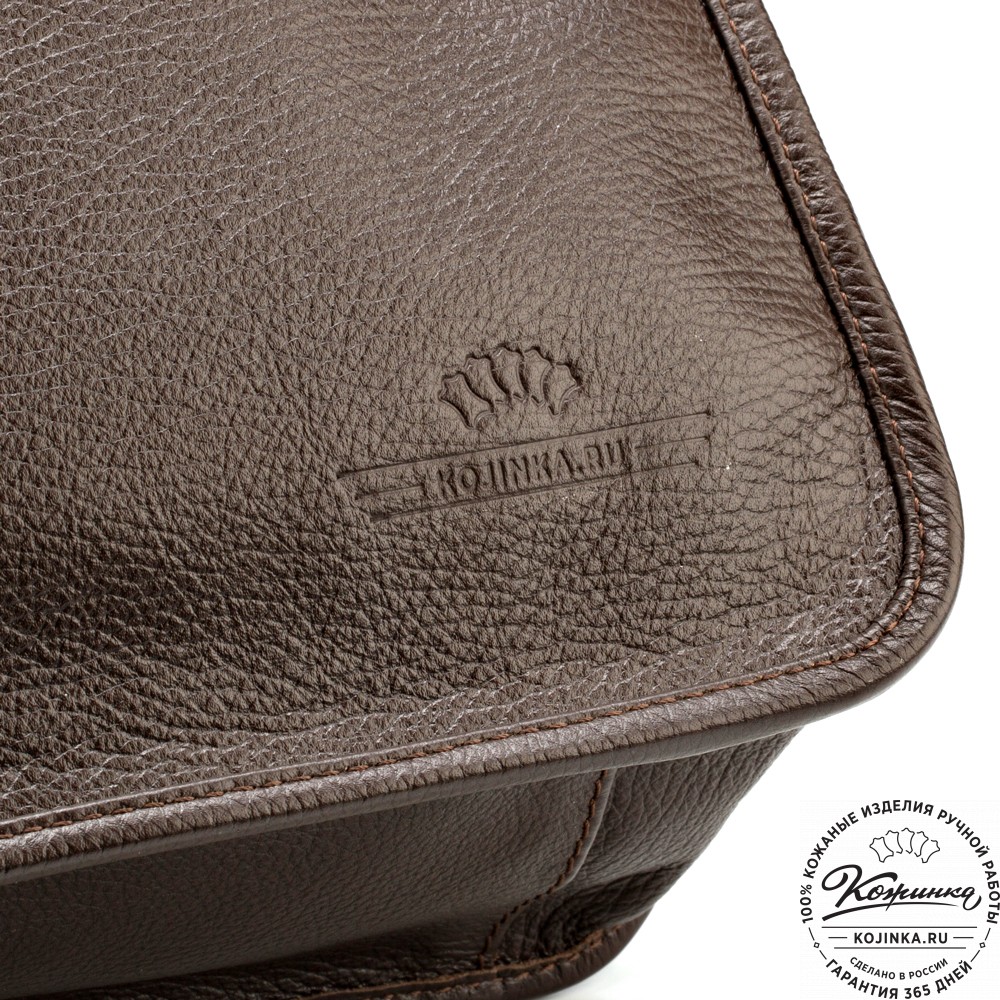 Кожаная деловая сумка "Вильямс" (тёмно-коричневая) 