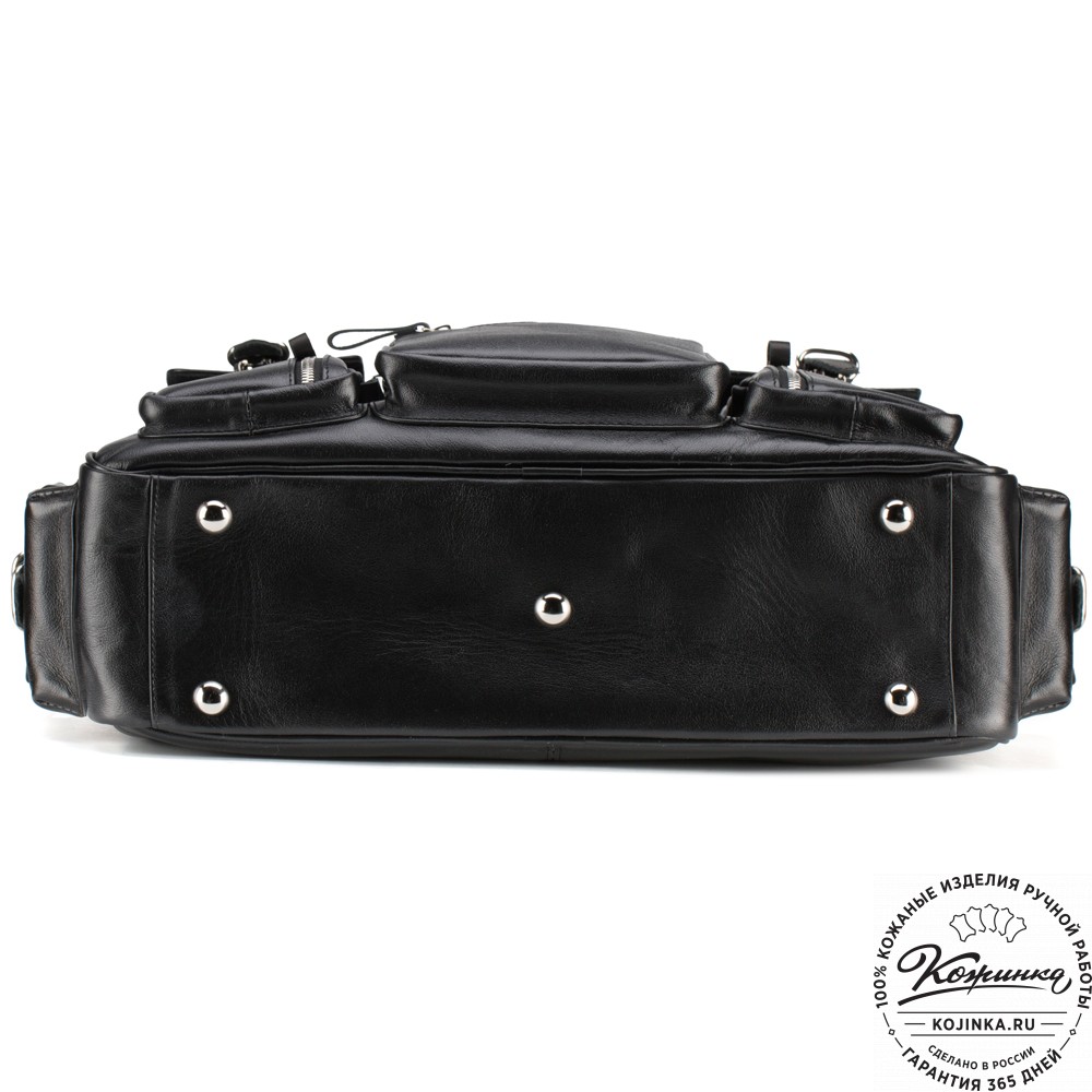 Кожаная деловая сумка для командировок  "Ричард" (чёрная)