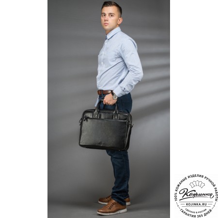 Кожаная деловая сумка "Андерсон" (чёрная) 