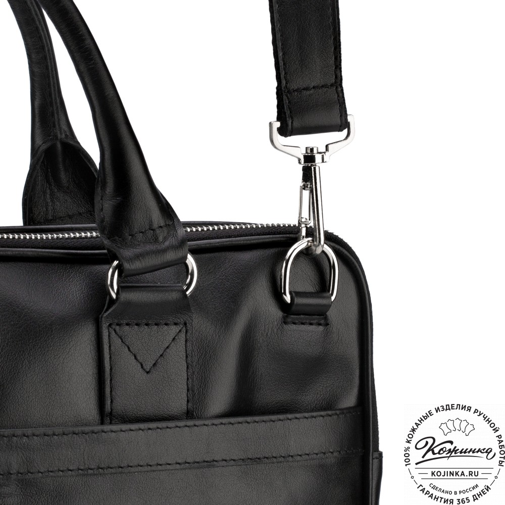 Кожаная деловая сумка "Кларк" (чёрная) 