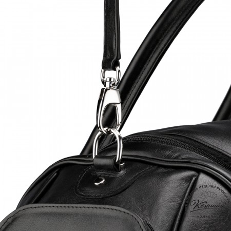 Кожаная дорожно-спортивная сумка "Дональд" (чёрная)
