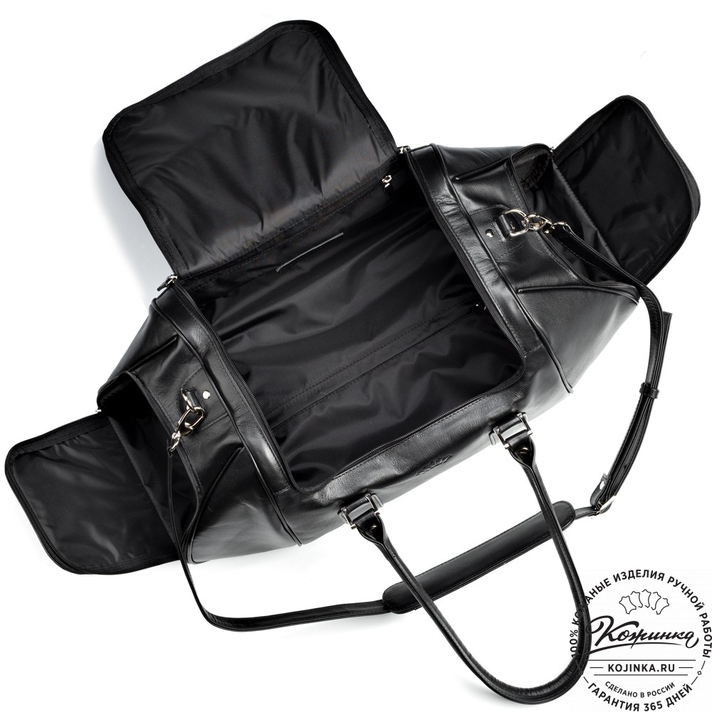 Кожаная дорожно-спортивная сумка "Дональд" (чёрная)