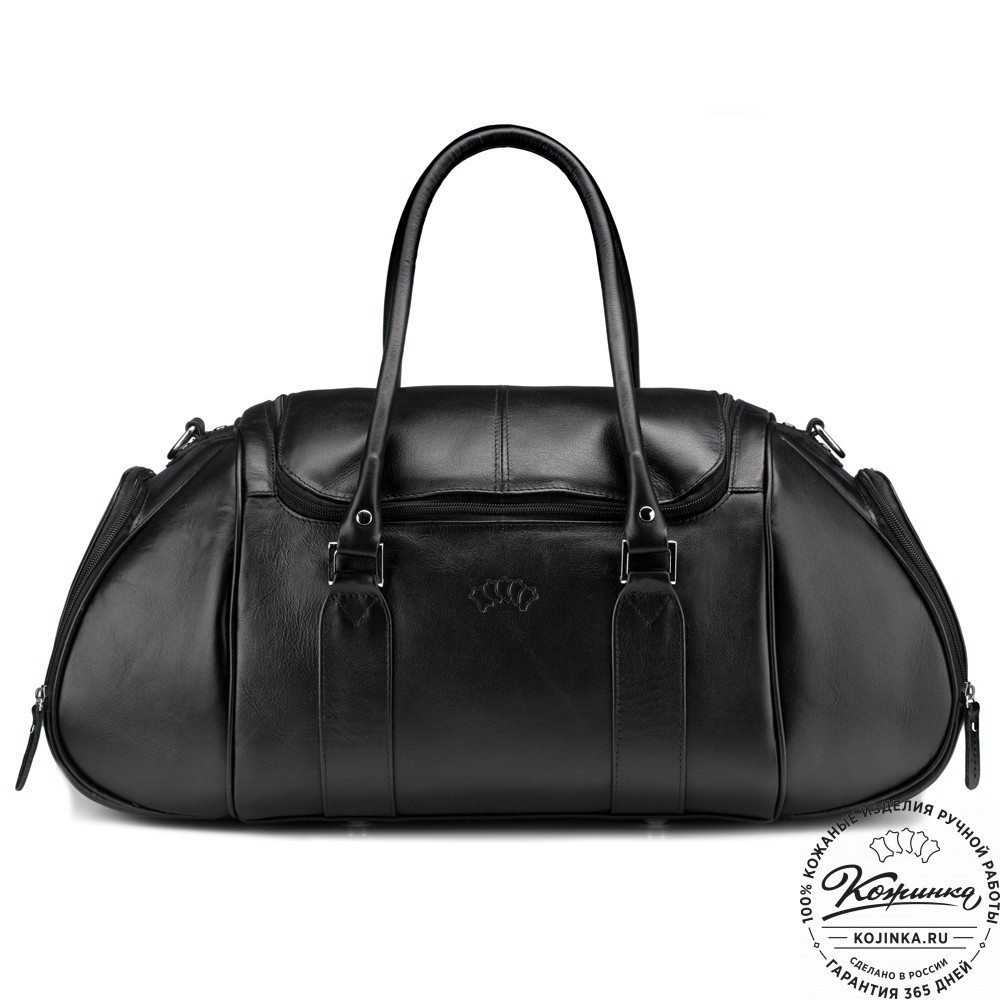 Кожаная дорожно-спортивная сумка "Дональд" (чёрная)
