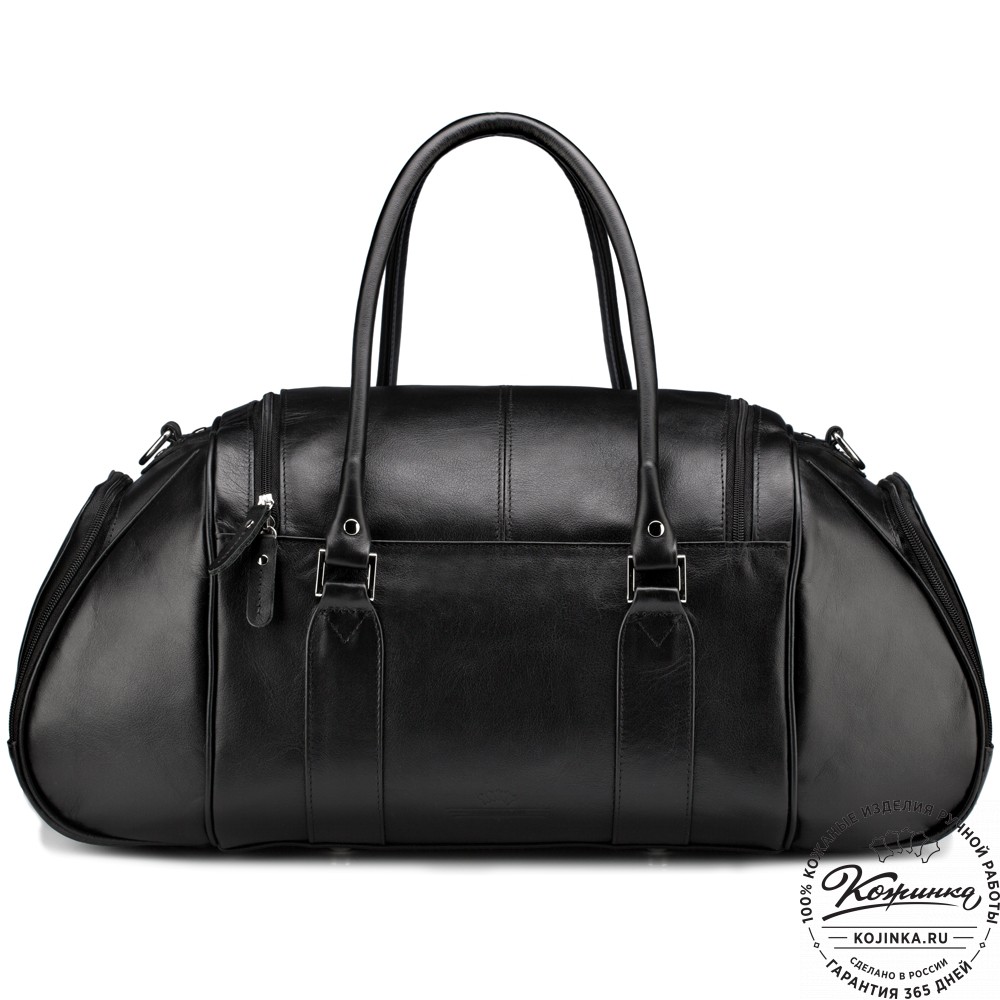 Кожаная дорожно-спортивная сумка "Дональд" (чёрная)