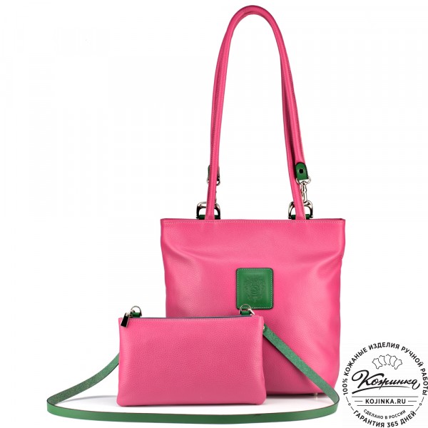 Женская кожаная сумка-рюкзак "Валентино" (фуксия). фото 1