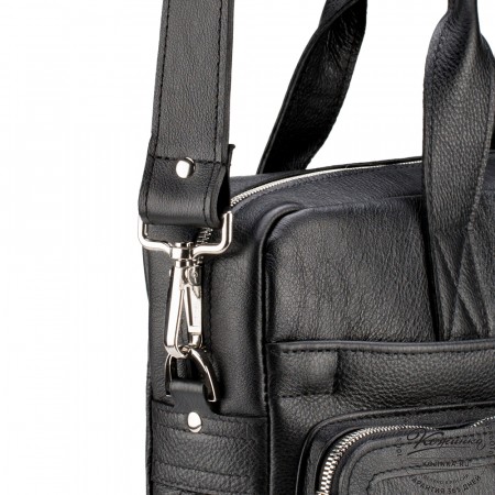 Кожаная деловая сумка "Гильермо" (чёрная) 