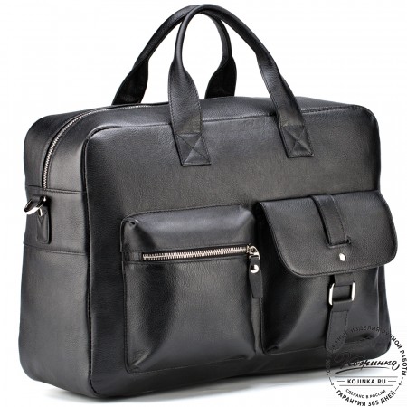 Кожаная деловая сумка "Райли" (чёрная) 
