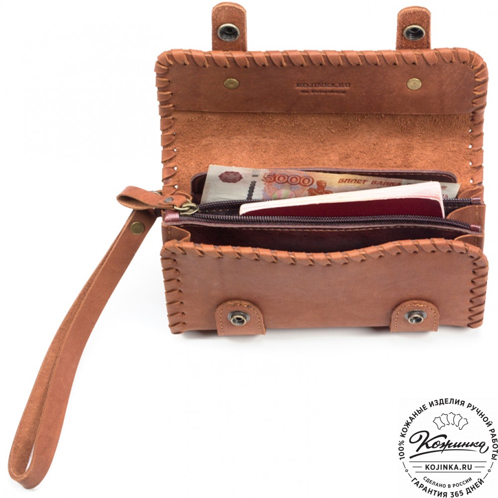 Кожаный клатч "Смит" (рыжий)