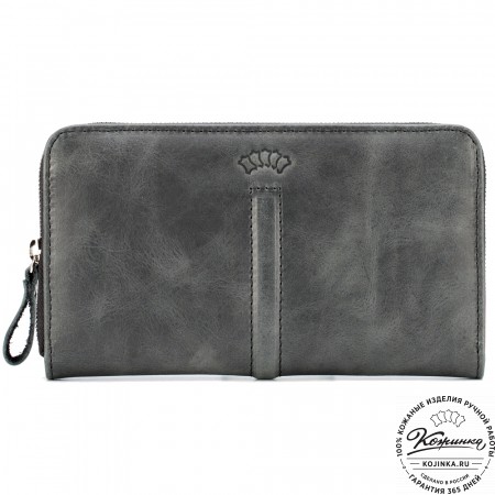 Кожаный клатч "Картер New" (чёрный антик) 