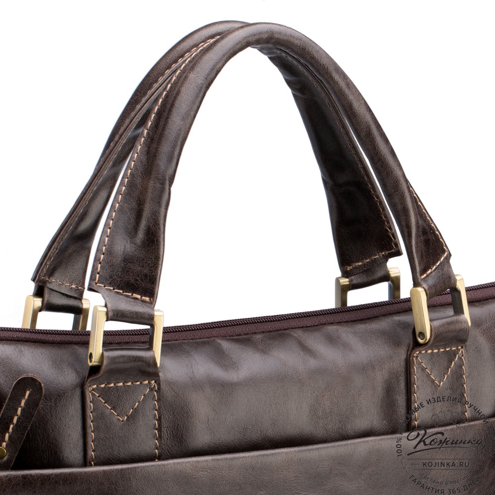 Кожаная деловая сумка "Ральф" (тёмно-коричневый антик) 