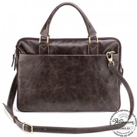 Кожаная деловая сумка "Ральф" (тёмно-коричневый антик) 