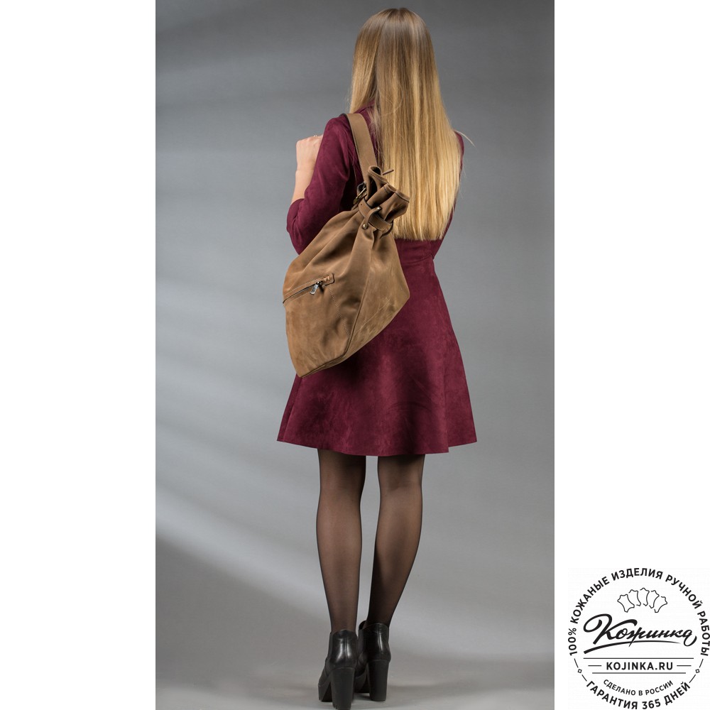 Кожаный рюкзак "Селена" (бежевый нубук)