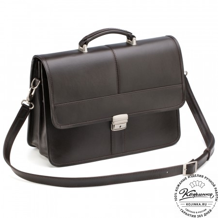 Кожаный портфель "Вильгельм" (тёмно-коричневый)