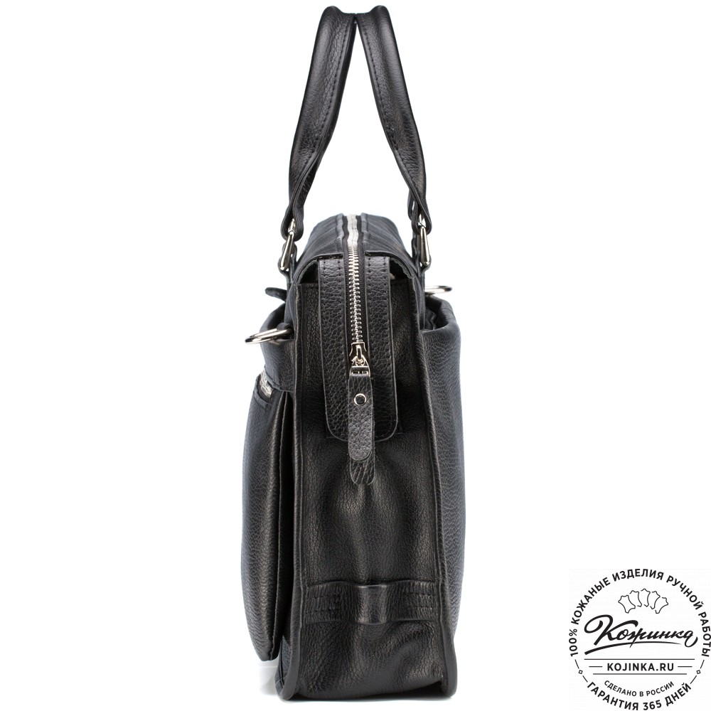 Кожаная деловая сумка "Вильямс" (чёрная) 