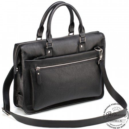 Кожаная деловая сумка "Вильямс" (чёрная) 