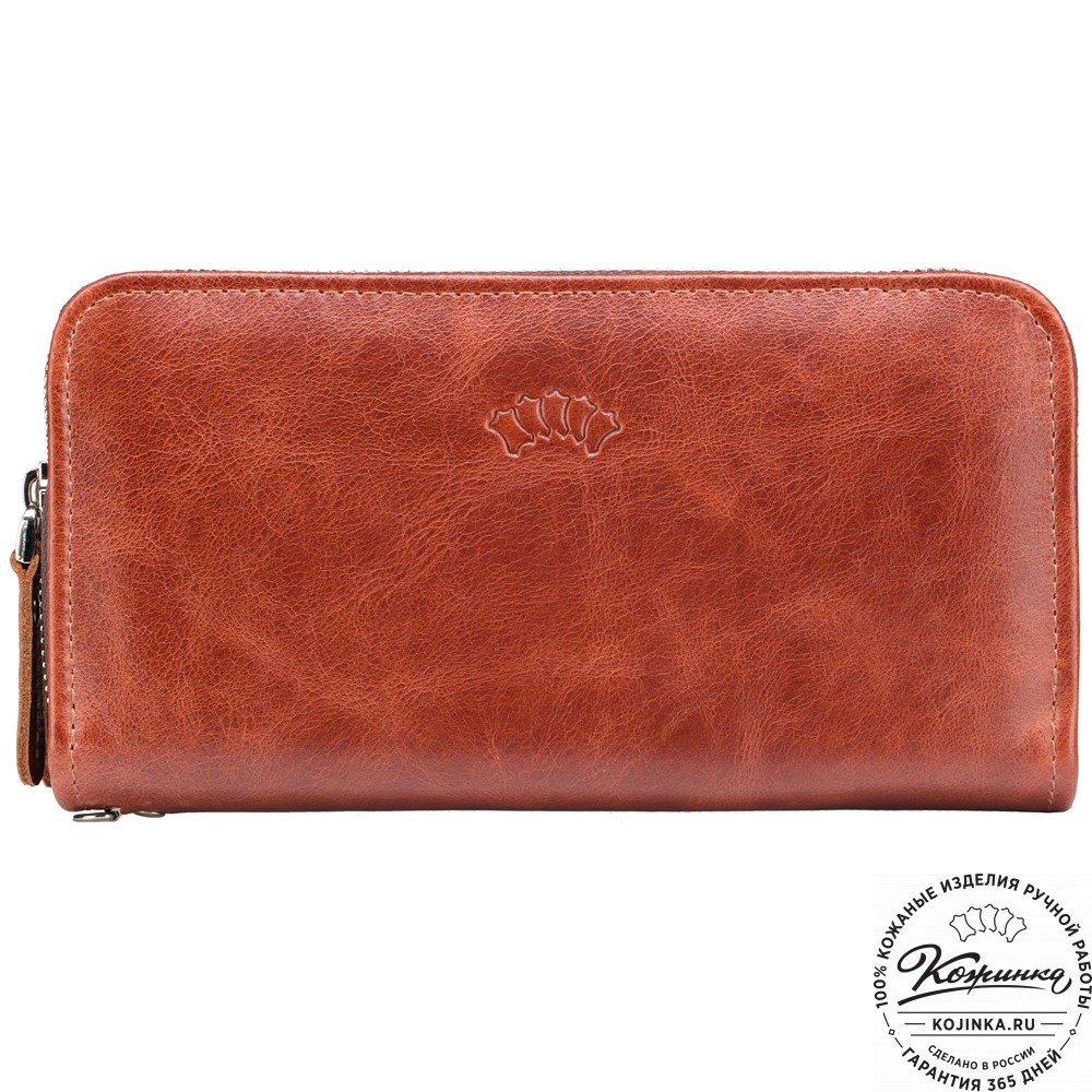Кожаный клатч "Льюис" (рыжий антик) 