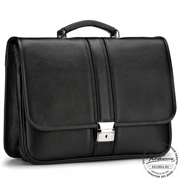 Кожаный портфель "Салерно" (черный). фото 1