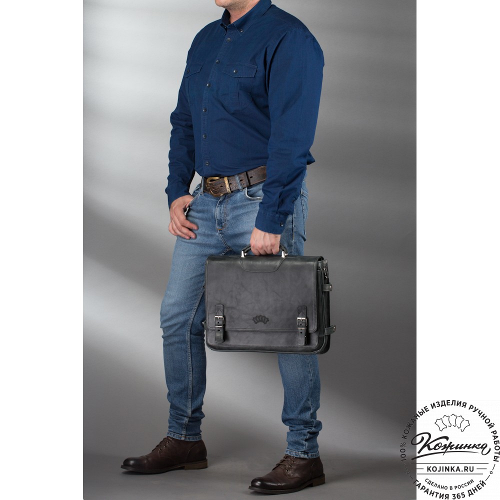 Кожаный портфель "Арамис" (синий антик)