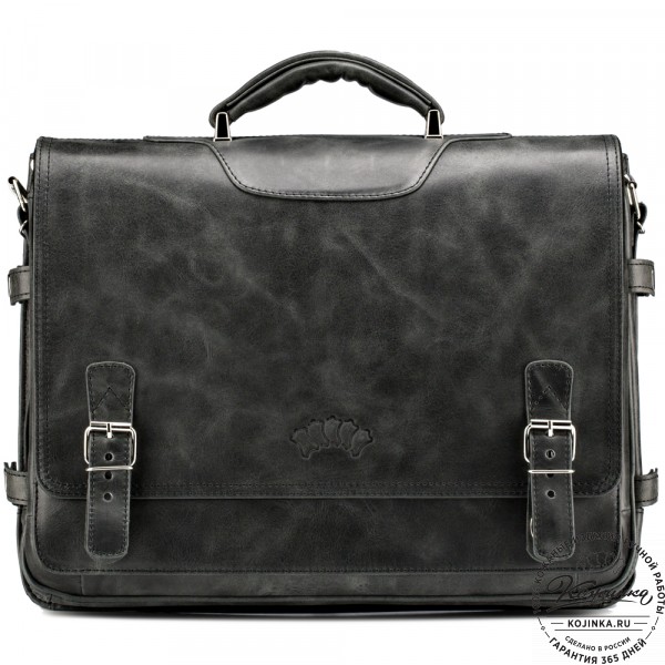 Кожаный портфель "Арамис" (черный антик). фото 1