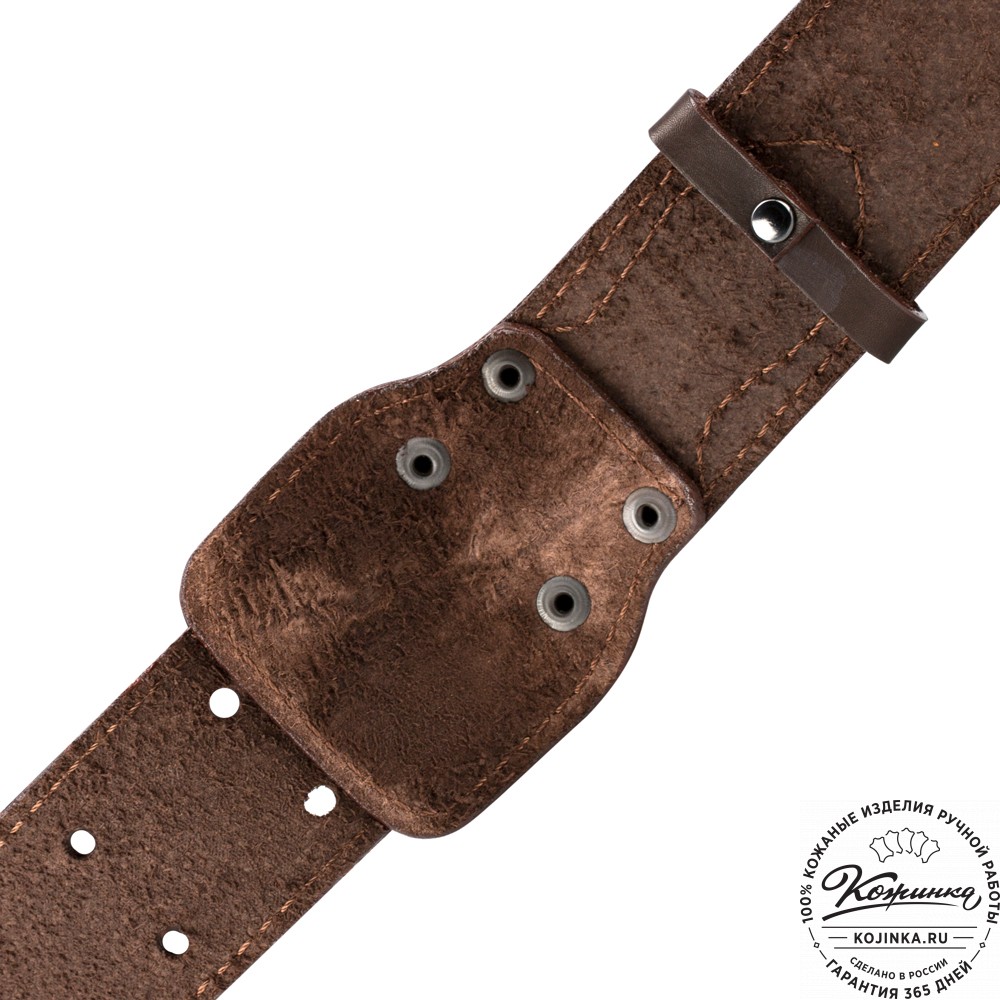 Кожаный ремень "Гренадёр"  тиснёный (тёмно-коричневый)