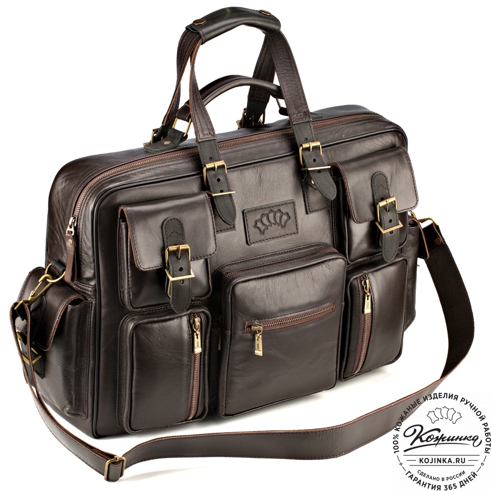 Кожаная деловая сумка для командировок  "Ричард" (тёмно-коричневый)