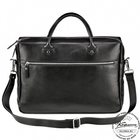 Кожаная деловая сумка "Спайк" (чёрная) 