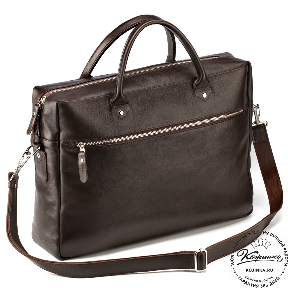 Кожаная деловая сумка "Спайк" (коричневая) 