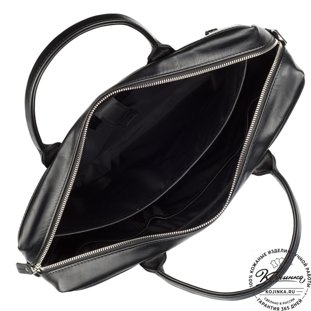 Кожаная деловая сумка "Спенсер" (чёрная) 