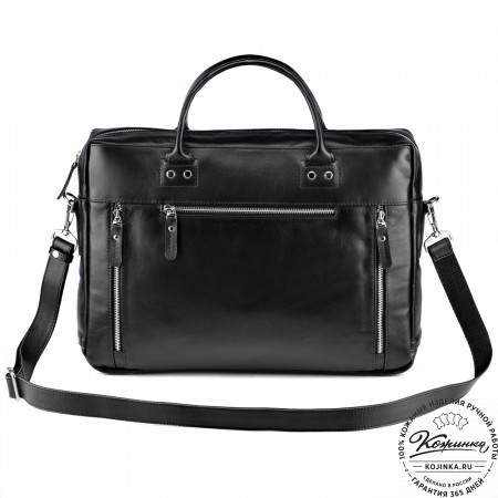 Кожаная деловая сумка "Спенсер" (чёрная) 